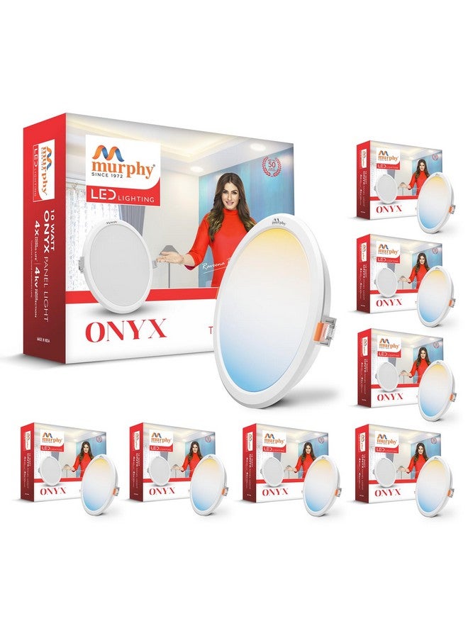 Murphy 10W Recessed Round Trimless LED Panel Light | 3-in-1 Colour Changing - Cool White/Neutral White/Warm White - Pack of 8 - Image 1