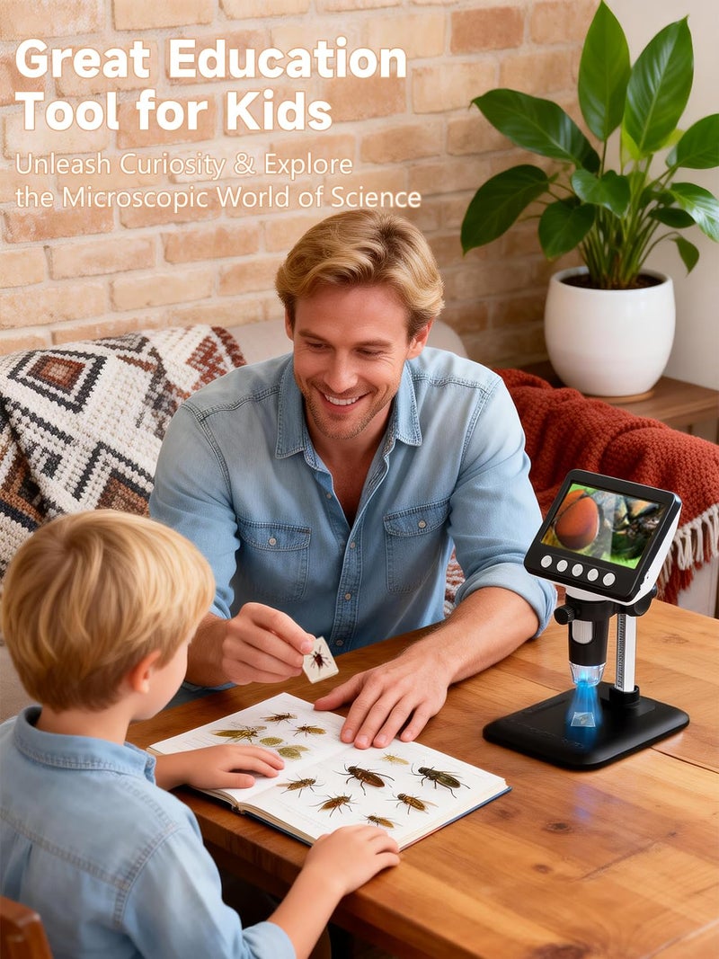 WKR Coin Microscope for Error Coins, 4.3 inches 1080P LCD Digital Microscope, 50x-1000x Magnifier with 8 Adjustable LED Lights, PC View, Compatible with MacOS Windows for Adults Kids - Image 5