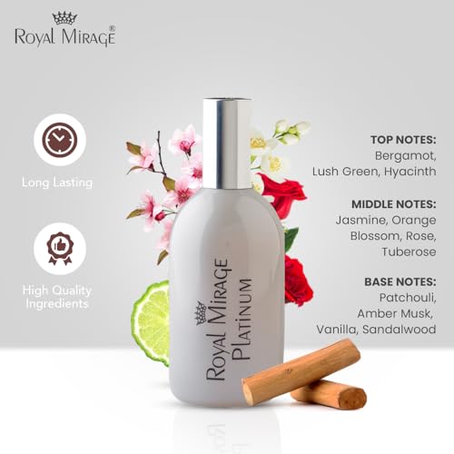 Royal Mirage Platinum Eau de Cologne | Long Lasting Perfume for Men & Women | Floral & Woody Fragrance | Bergamot, Jasmine & Sandalwood Notes | Unisex EDC | 120ml - Image 2