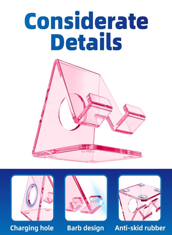 TOPGO Acrylic Cell Phone Stand, Clear Phone Holder for Office Desk, Vanity, Kitchen Counter, Bedside Table, Compatible with iPhone 16 15 14 13 12 11 Pro Max Plus/Smartphones/iPad/Switch/Kindle(Pink) - Image 5