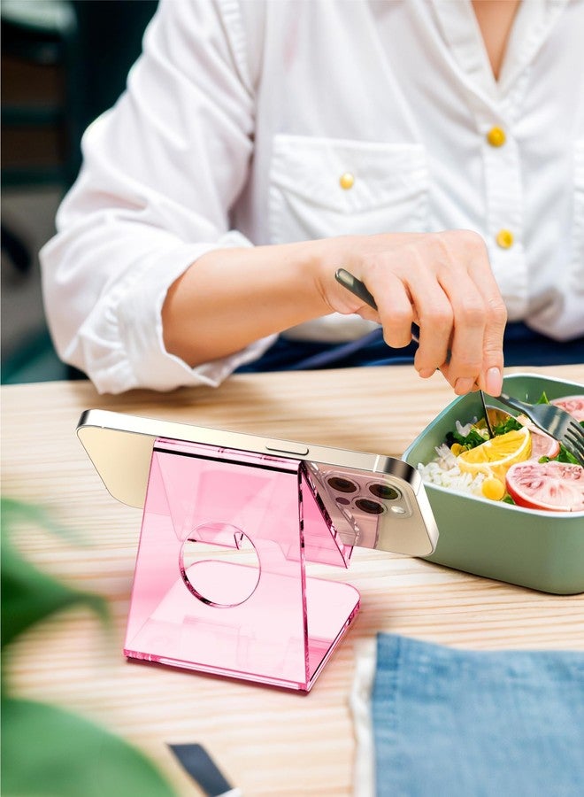 TOPGO Acrylic Cell Phone Stand, Clear Phone Holder for Office Desk, Vanity, Kitchen Counter, Bedside Table, Compatible with iPhone 16 15 14 13 12 11 Pro Max Plus/Smartphones/iPad/Switch/Kindle(Pink) - Image 4