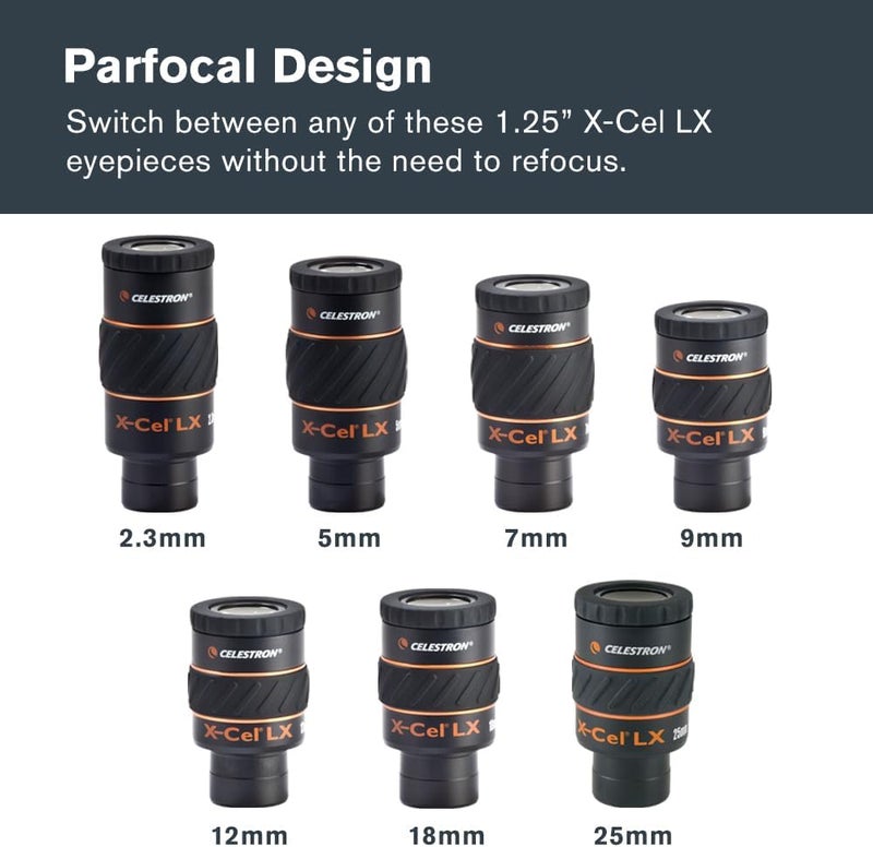 سلسترون عدسة مجهر Celestron X-Cel LX Series، قطر 1.25 بوصة، 5 مم، رقم المنتج: 93421، لون أسود - Image 5