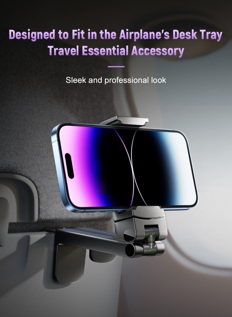 Universal Airplane in Flight Mobile Holder Phone Mount with Enhanced Stability | Dual 360° Rotation | Portable Stand for All Surfaces | Fits Samsung & iPhone - Image 1