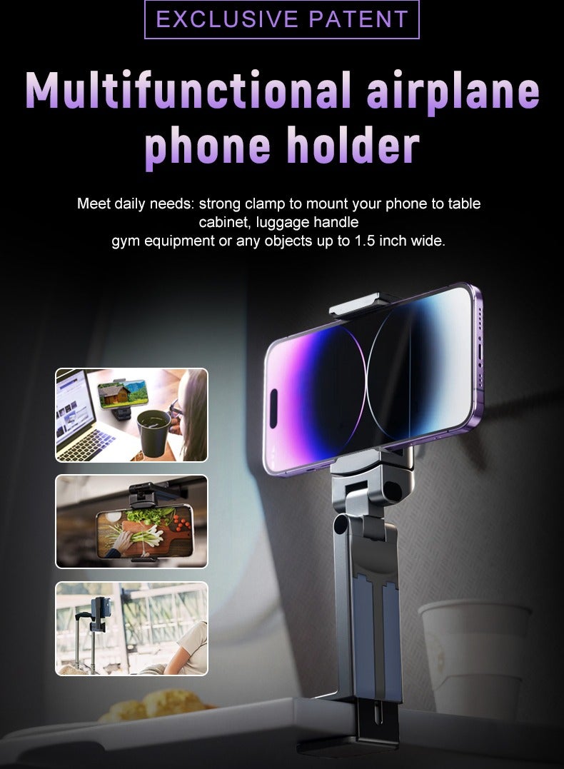 Universal Airplane in Flight Mobile Holder Phone Mount with Enhanced Stability | Dual 360° Rotation | Portable Stand for All Surfaces | Fits Samsung & iPhone - Image 2