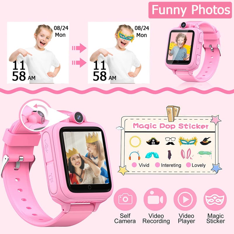 TEZILON Kids Smart watch for Girl Boy with 14 Puzzle Games MP3 Music Video Player Toddler watch Alarm Clock Camera Voice Video Recoder SD Card Calculator Stopwatch Timer watches Christmas Birthday gift - Image 5