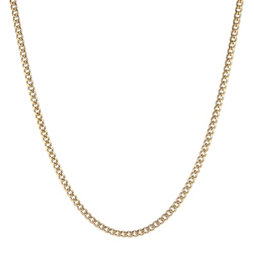 HZMAN 5mm Cuban Chain for Men Stainless Steel Men's Gold Chain Diamond Cut Hip Hop Link Chains Necklace 16-30 Inch (18in) - Image 1