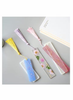 Y&D Bookmark Resin Mold Bookmark, 12 Pcs Silicone Rectangle Large/Medium Mould with 8 PCS Colorful Tassels for Jewelry DIY Craft Transparent  - Image 5