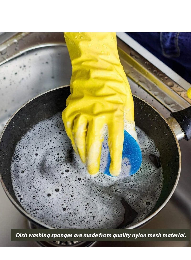 HASANAT ESSENTIALS عبوة - 4 إسفنجات لغسل الصحون شكل دائري خفيفة الوزن متعددة الاستخدامات إسفنجات لوفاس لتنظيف الصحون والبلاط بألوان عشوائية - Image 2