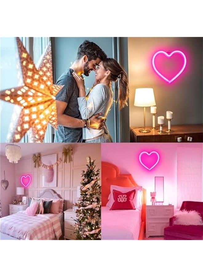 MIXDE Heart Neon Sign, LED Light Battery Operated or USB Powered Decorations Lamp, Table and Wall Decoration Light for Mothers Day Gift, Girl's Room Wedding Party Birthday Home Décor (Pink) - Image 3
