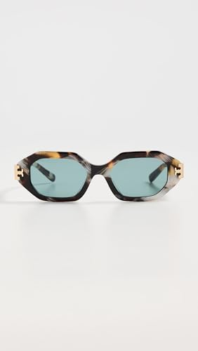 Tory Burch Women's Eleanor Irregular Sunglasses, Dark Wavy Tortoise, One Size - Image 2