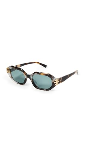 Tory Burch Women's Eleanor Irregular Sunglasses, Dark Wavy Tortoise, One Size - Image 5