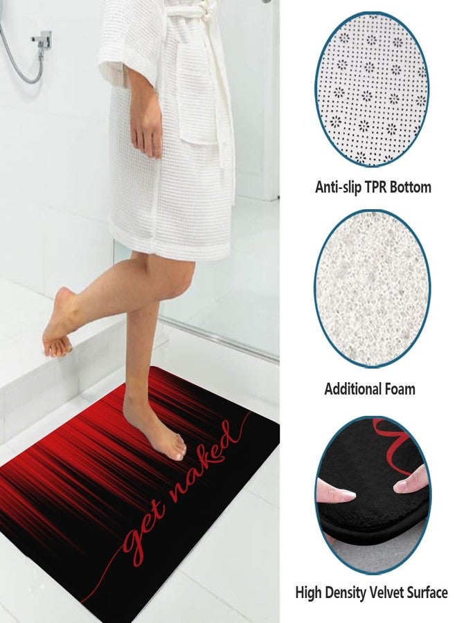 AAtter 4 Piece Red and Black Shower Curtain Set Get Naked Funny Adults Gothic Mens 60Wx72L Curtains Decor with Non-Slip Rugs, Toilet Lid Cover and Bath Mat Bathroom Accessorie Home Bathtub Set, Ombre - Image 3