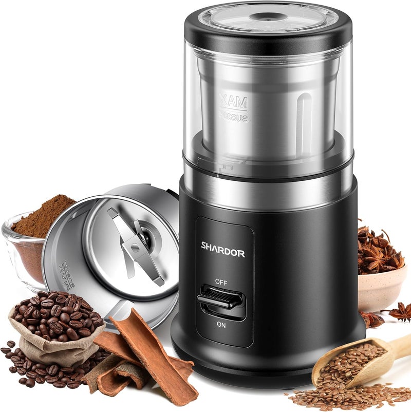 SHARDOR One Touch Electric Coffee Grinder, For Spices, Herbs, Beans, Spices and Seeds, with 1 Removable Stainless Steel Bowl, Dry Clean, Black - Image 1