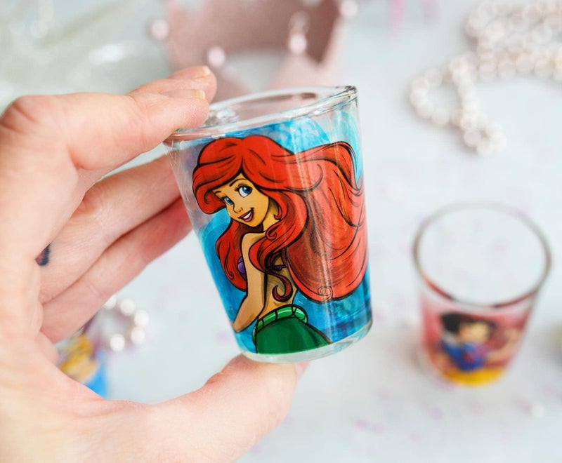 Silver Buffalo Disney Princess Featuring Snow White, Cinderella, Ariel, and Belle 4 Pack Mini Glasses, 1.5 Ounces - Image 2