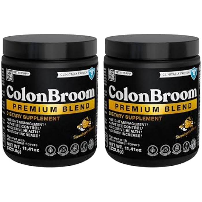 ColonBroom Premium Weight Management Supplement (Strawberry) - Colon Broom Psyllium Husk Fiber Powder Drink - Gluten Free, Non-GMO Colon Cleanse for Bloating Relief & Gut Health, 100 Servings - Image 1