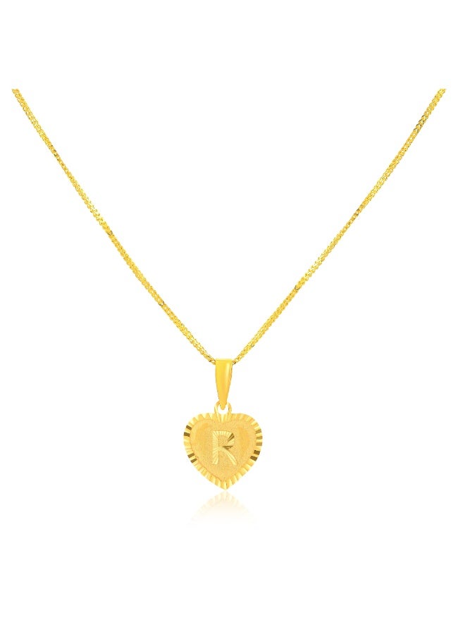 BAFLEH JEWELLERY Alphabet ‘R’ Charm in 22kt Gold : Timeless Pendant with Chain  - Image 2
