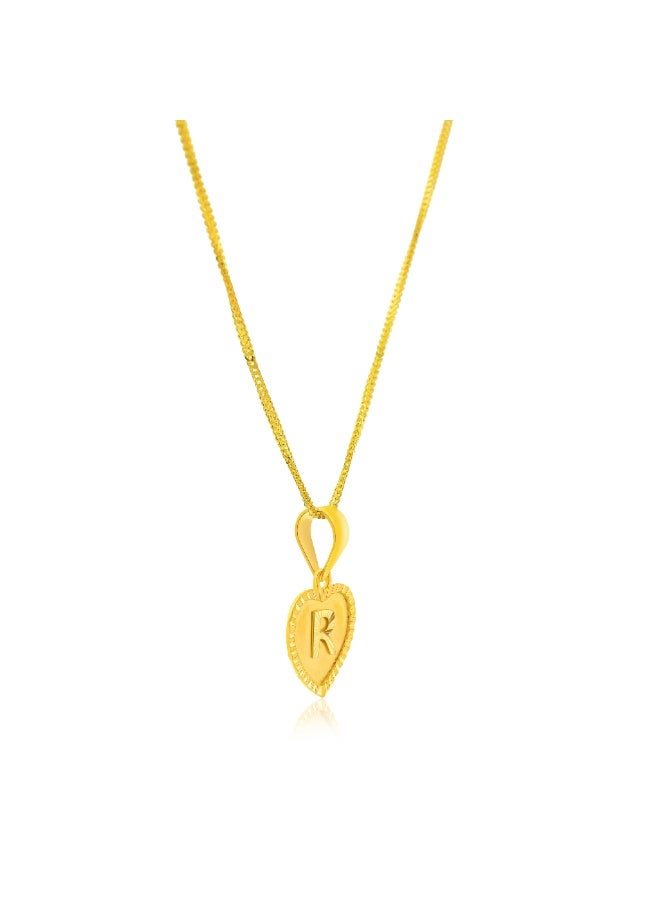 BAFLEH JEWELLERY Alphabet ‘R’ Charm in 22kt Gold : Timeless Pendant with Chain  - Image 3