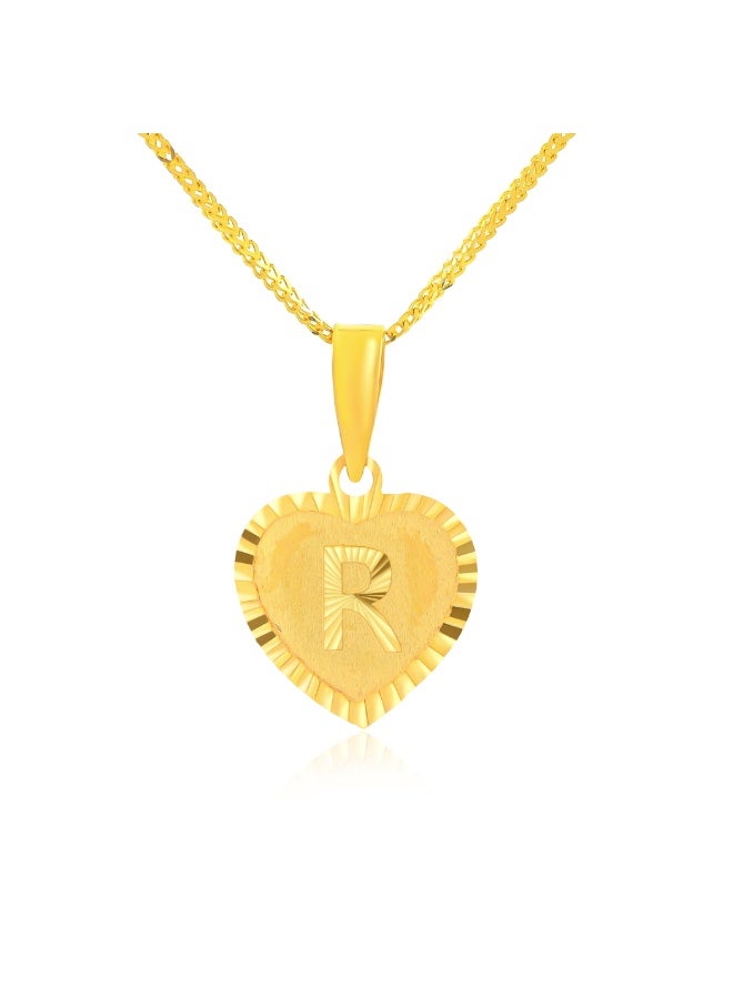 BAFLEH JEWELLERY Alphabet ‘R’ Charm in 22kt Gold : Timeless Pendant with Chain  - Image 1