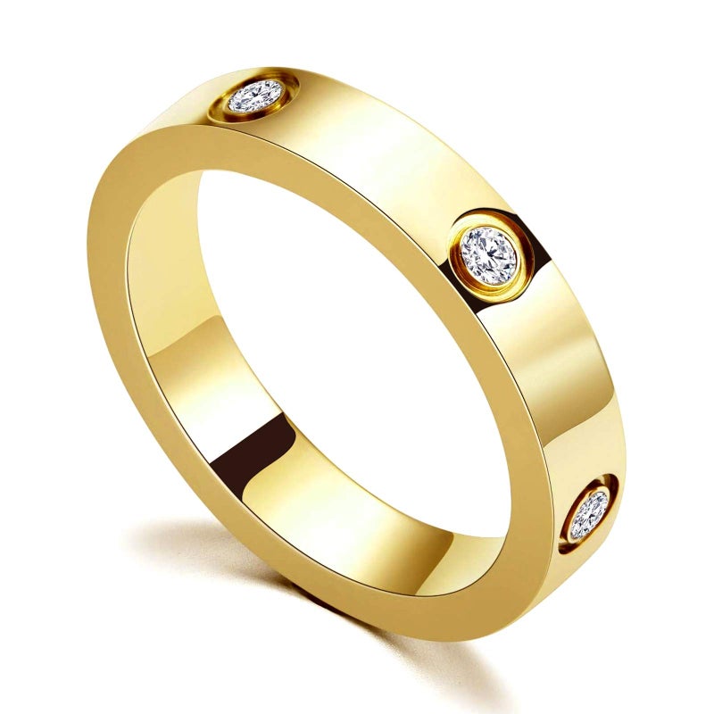 PDWZNBA Love Friendship Ring 18K Gold Silver Rose Plated Cubic Zirconia Stainless Steel Promise Ring Wedding Band Jewelry Birthday Gifts for Women - Image 1