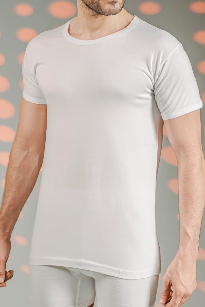 Textelo Pack of 6 Men's Crew Neck T Shirts neckline O Shape 100% Cotton White regular fit  short sleeves - Image 2