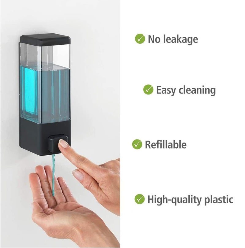 BATH GURU ABS Plastic Liquid Soap Dispenser Sanitizer Lotion Gel Shampoo Dish Wash Gel Dispenser for Bathroom Wash Basin Kitchen Sink 350Ml Pack of 3 Clear Black - Image 4