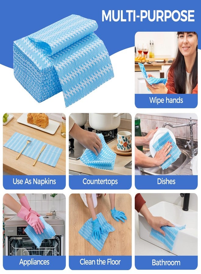 Peachicha Reusable Cleaning Towels, Multi-Purpose Handy Towel, Blue Handi Wipe Reusable Cloths, Disposabel Dry Kitchen Wipes, Dish Cloths, Durable, Absoebent,Dry Quickly, 50 Count - Image 4