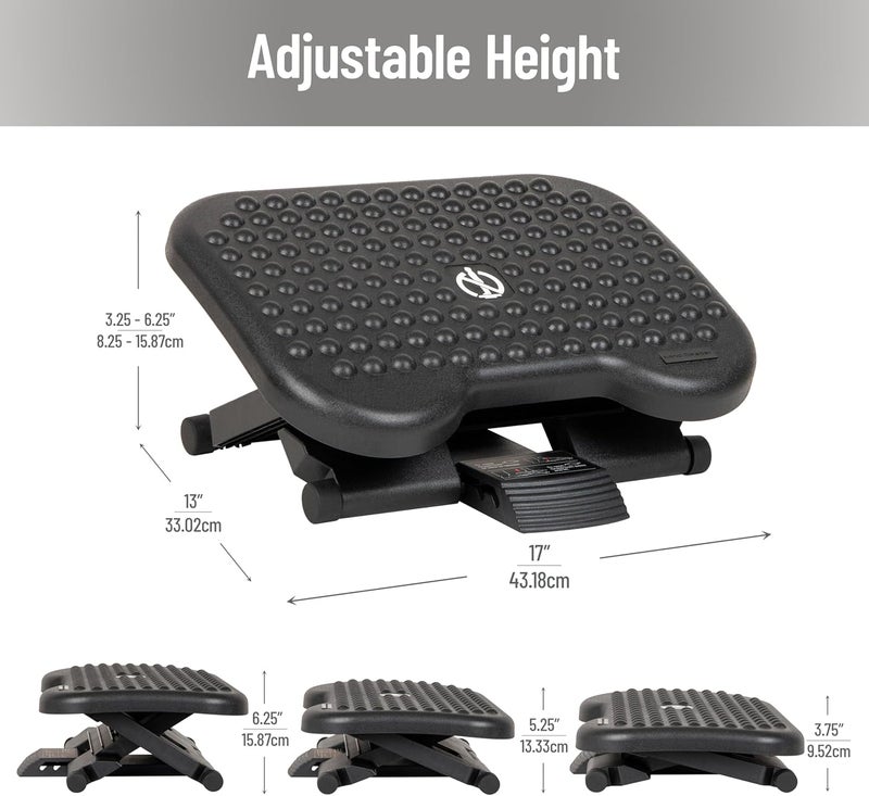 Mind Reader LEGUP-BLK Adjustable Height Ergonomic Foot Rest, Black, FTREST - Image 3