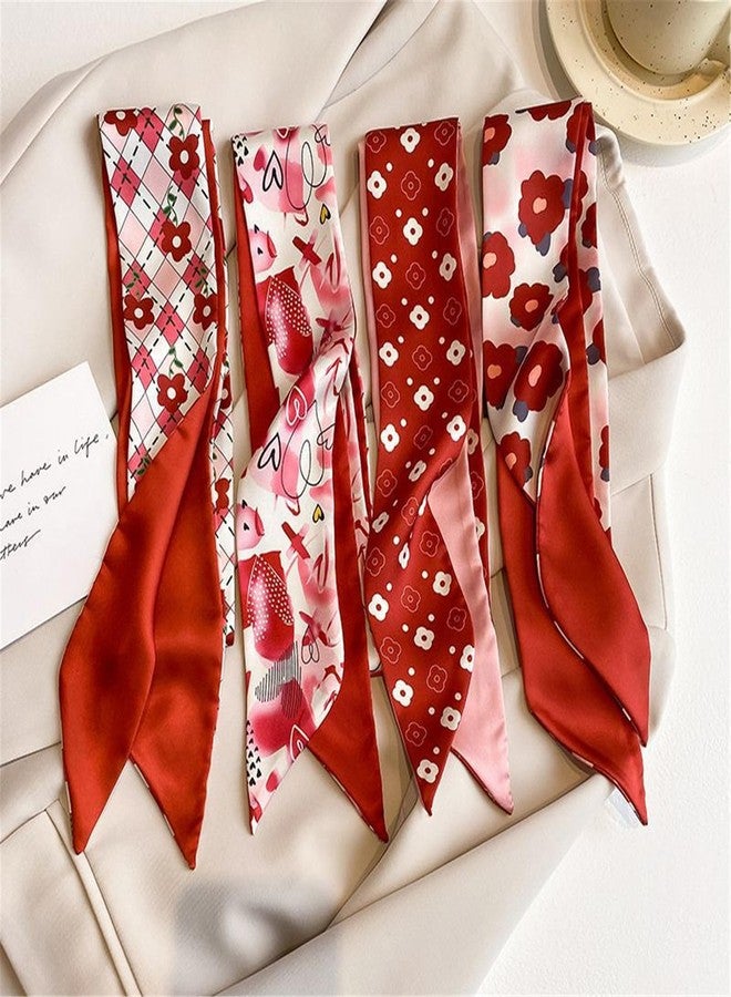 QTMY 4 Pack Purse Scarf for Bags Silk Head Scarf for Hair Handbag Women Scarfs Band Hair Neck Scarves Fashion Gifts,05 - Image 2