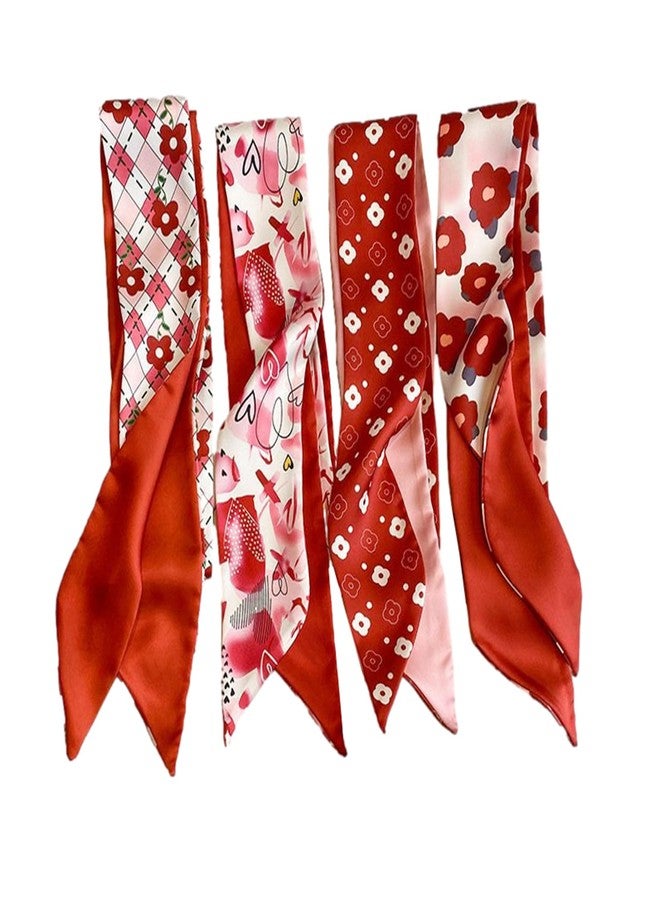 QTMY 4 Pack Purse Scarf for Bags Silk Head Scarf for Hair Handbag Women Scarfs Band Hair Neck Scarves Fashion Gifts,05 - Image 1