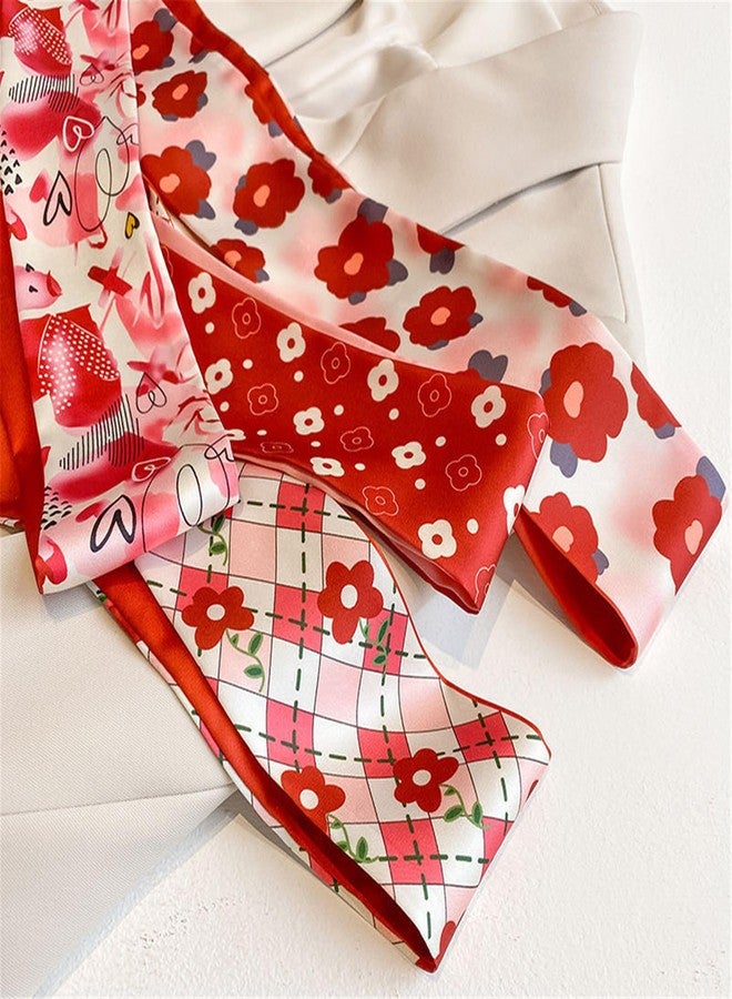 QTMY 4 Pack Purse Scarf for Bags Silk Head Scarf for Hair Handbag Women Scarfs Band Hair Neck Scarves Fashion Gifts,05 - Image 3