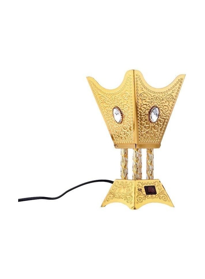 Portable Electric Incense Burner – Vintage Arabic Resin & Oud Incense Holder, Aromatherapy Diffuser for Yoga, Spa, Therapy, Home & Office Décor (Large Quadrangular Mabkhara – WF012-2 – Gold) - Image 2