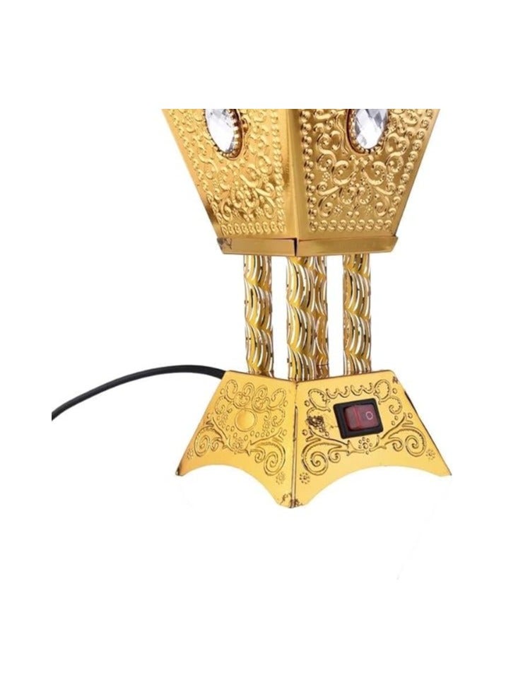 Portable Electric Incense Burner – Vintage Arabic Resin & Oud Incense Holder, Aromatherapy Diffuser for Yoga, Spa, Therapy, Home & Office Décor (Large Quadrangular Mabkhara – WF012-2 – Gold) - Image 1