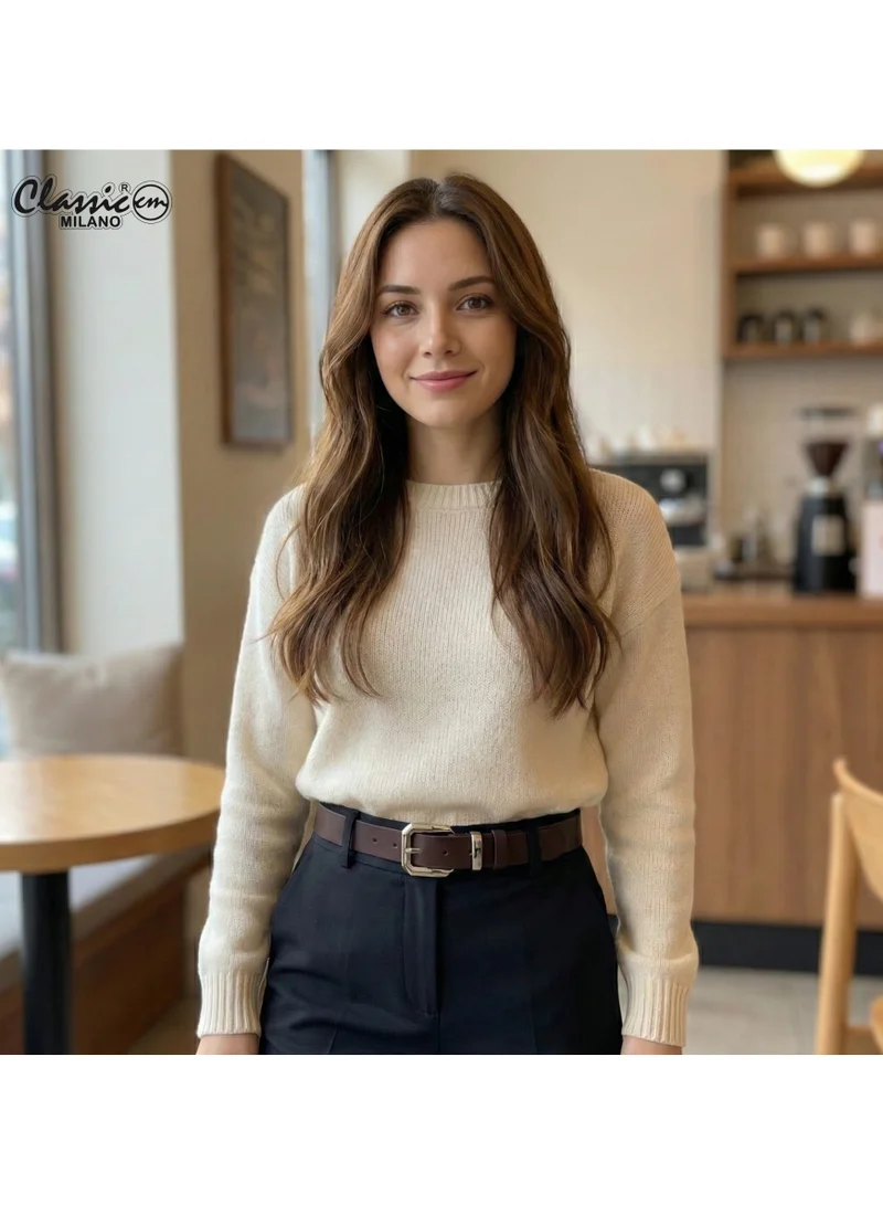 Classic Milano Brown (SGPU32) Classic Milano Women's Belt with Gift Box; Faux Leather Ladies Belt for Dresses, Jeans & Gowns; Stylish Womens Belt; Adjustable Girls Belt; Belt for Women | Full Length: 110 CM (Free Size - Fits up to the waist of 40 Inches / 100 CM) for Women | Best Price UAE