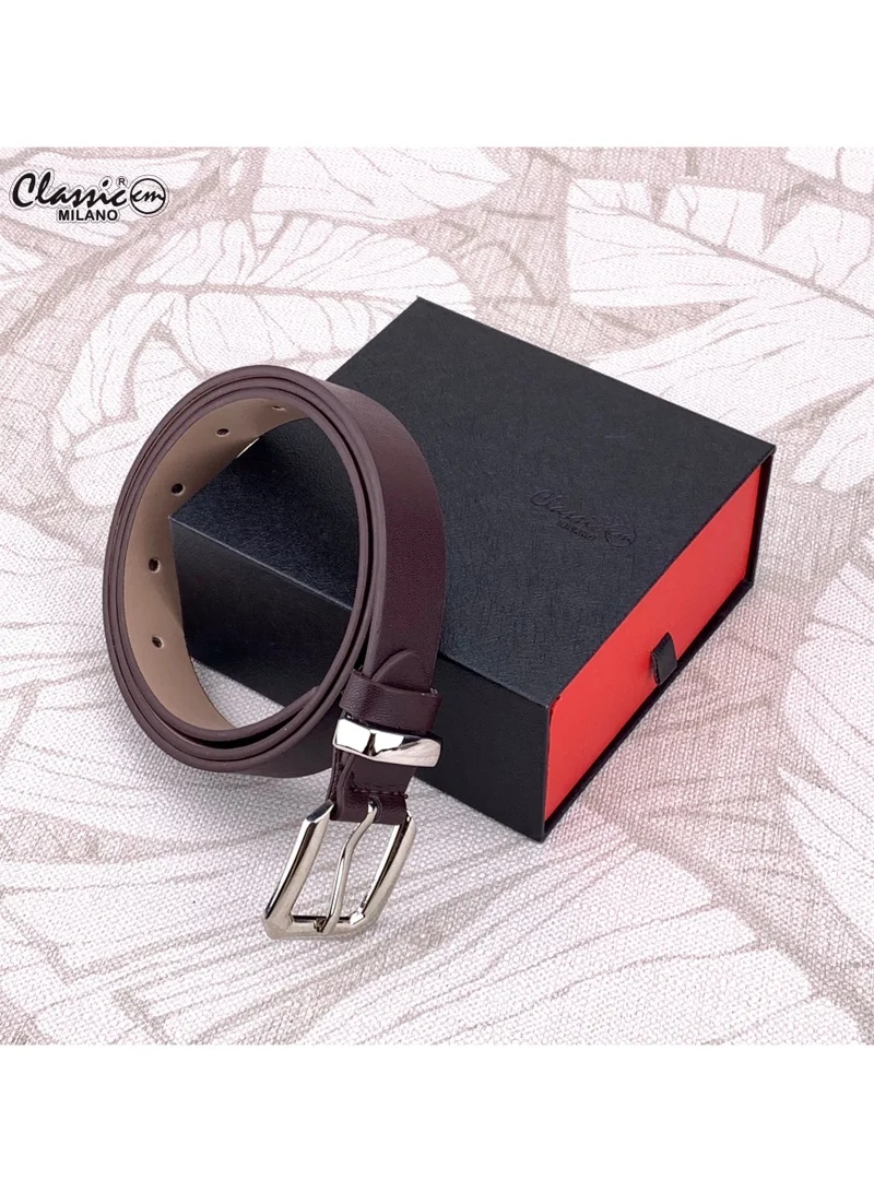 Classic Milano Brown (SGPU32) Classic Milano Women's Belt with Gift Box; Faux Leather Ladies Belt for Dresses, Jeans & Gowns; Stylish Womens Belt; Adjustable Girls Belt; Belt for Women | Full Length: 110 CM (Free Size - Fits up to the waist of 40 Inches / 100 CM) for Women | Best Price UAE