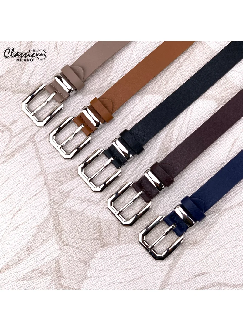 Classic Milano Brown (SGPU32) Classic Milano Women's Belt with Gift Box; Faux Leather Ladies Belt for Dresses, Jeans & Gowns; Stylish Womens Belt; Adjustable Girls Belt; Belt for Women | Full Length: 110 CM (Free Size - Fits up to the waist of 40 Inches / 100 CM) for Women | Best Price UAE