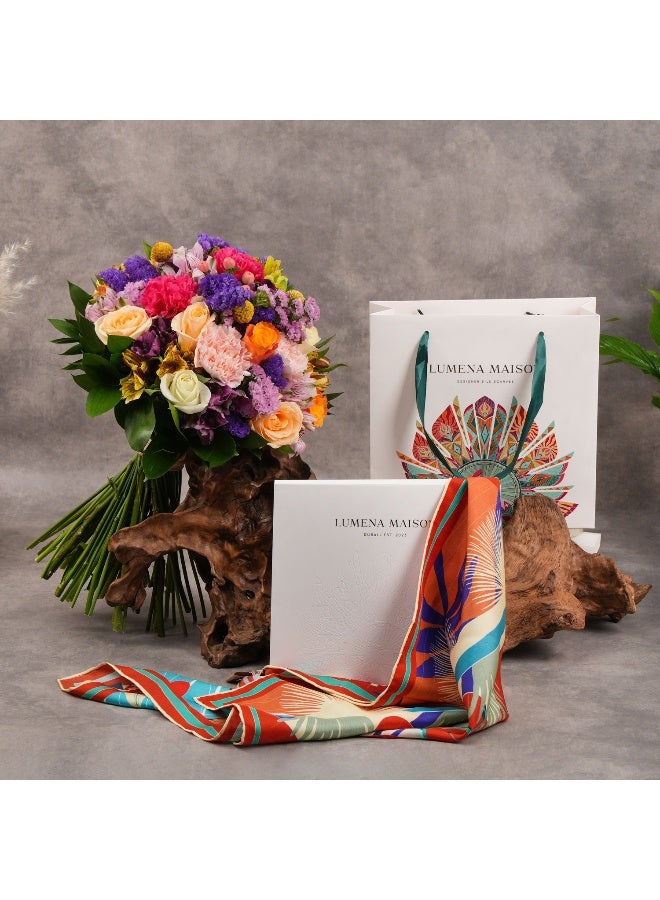 Ferns N Petals The Dubai Kite Beach Scarf By Lumena Maison With Fresh Flowers 