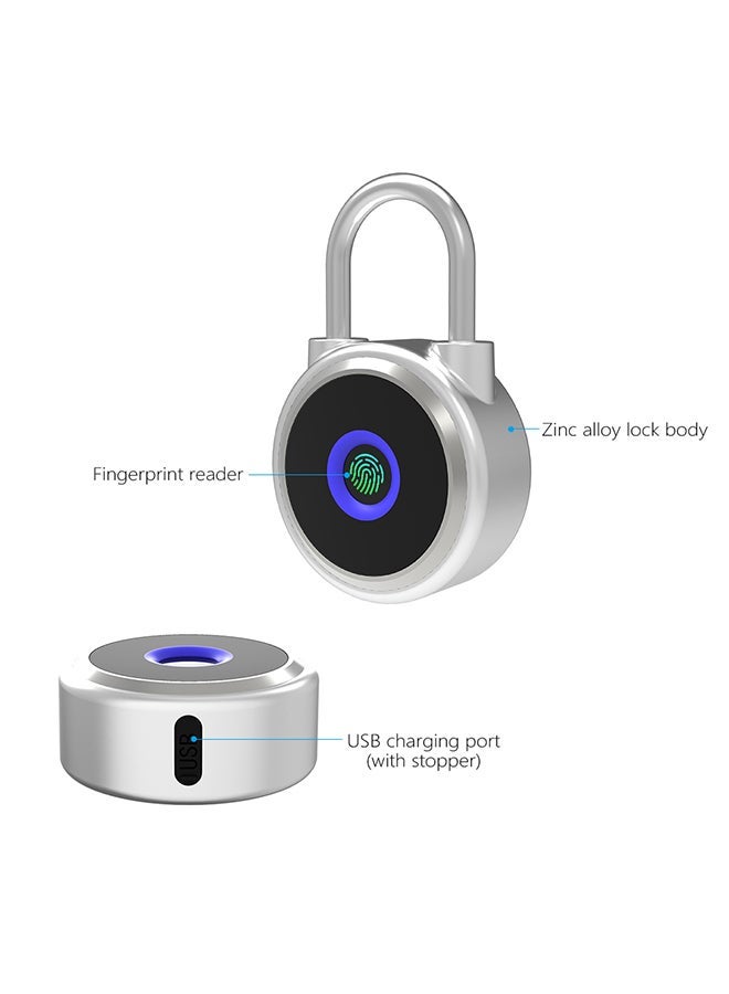 NIBEMINENT Fingerprint Padlock BT Lock With App And Silver 12.50x3x9centimeter - Image 2