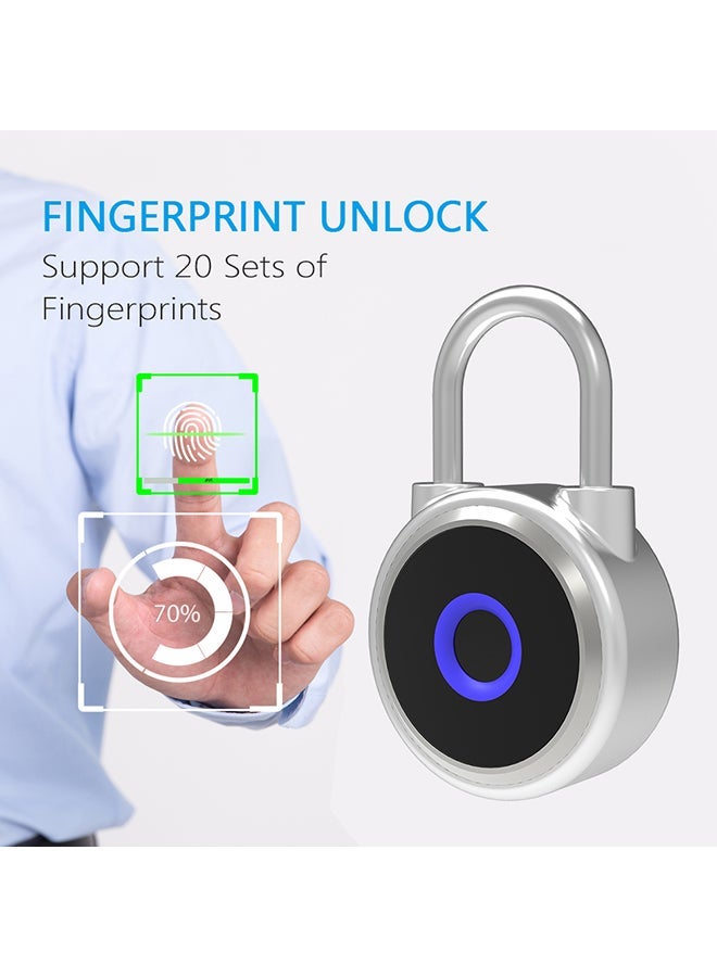 NIBEMINENT Fingerprint Padlock BT Lock With App And Silver 12.50x3x9centimeter - Image 3