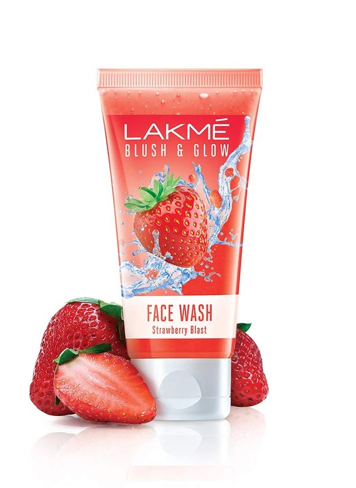 LAKME - LAKMÉ Blush and Glow Strawberry Combo Face Wash With Fruit Extracts 100 g Pack of 3 - Image 1
