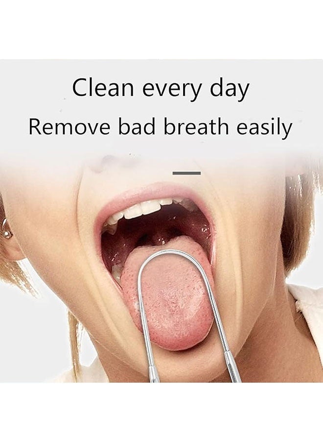 3 Pcs Stainless Steel Tongue Cleaning Scraper with Metal Storage Box, Portable Reusable Tongue Scraper Tongue Cleaner for Oral Cleaning, Improve Bad Breath and Fresh Breath - Image 4