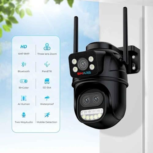 smars 8MP Dual Lens PTZ Outdoor CCTV Camera with | 10X Zoom | Color Night Vision | Two-Way Audio | Motion Detection | Waterproof Design - Image 2