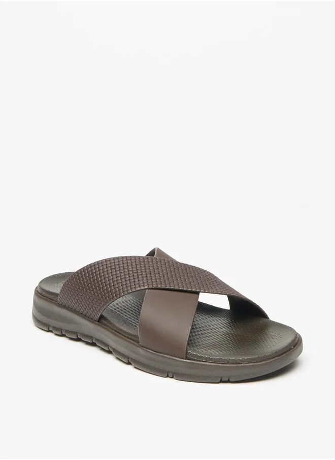 LBL Men's Textured Slip-On Cross Strap Sandals