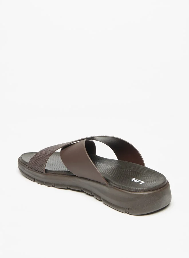 LBL Men's Textured Slip-On Cross Strap Sandals