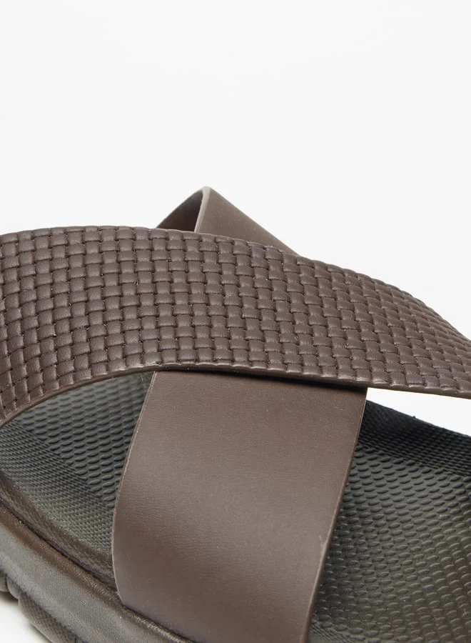 LBL Men's Textured Slip-On Cross Strap Sandals