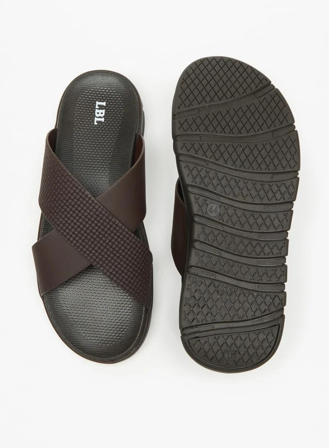 LBL Men's Textured Slip-On Cross Strap Sandals