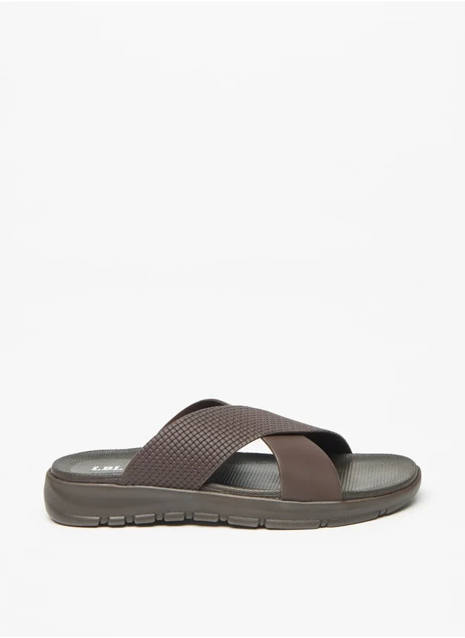 LBL Men's Textured Slip-On Cross Strap Sandals