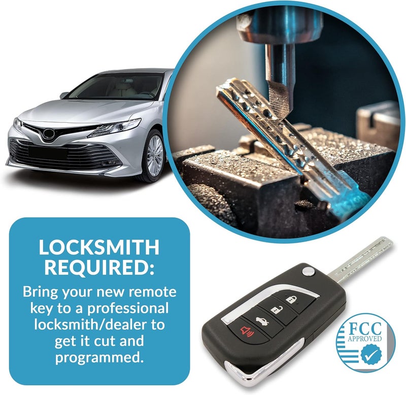 Keyless2Go مفتاح ريموت قابل للطي بديل Keyless2Go لتويوتا كامري وكورولا (عبوة 2) - Image 5