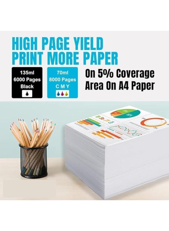 Terabyte زجاجة حبر GT52 GT53 لخزان الحبر 319 410 419 تانك سمارت 500 502 508 511 514 518 519 530 531 532 533 538 571 615 618 655 720 750 790 ديسك جيت GT 5810 5820 5822 115 118 310 311 (عبوة من 4) - Image 2