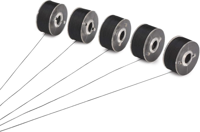 simthread 25pcs 90 Weight Black Prewound Bobbin Thread Size A Class 15 (SA156) with Clear Storage Plastic Case Box 60S/2 for Brother Embroidery Thread Sewing Thread Machine DIY - Image 4
