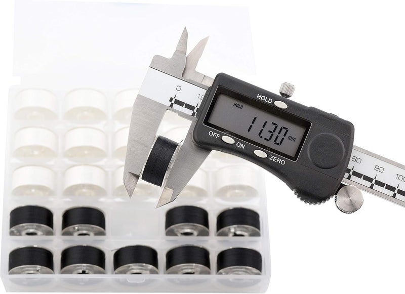 simthread 25pcs 90 Weight Black Prewound Bobbin Thread Size A Class 15 (SA156) with Clear Storage Plastic Case Box 60S/2 for Brother Embroidery Thread Sewing Thread Machine DIY - Image 5